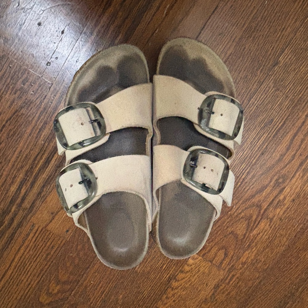 Birkenstock Cream Sandals with Buckles